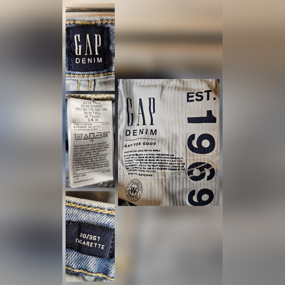 GAP Women's Denim Light Wash Distressed Cotton Spandex Blue Jeans SZ 20/35 Tall - Picture 9 of 10